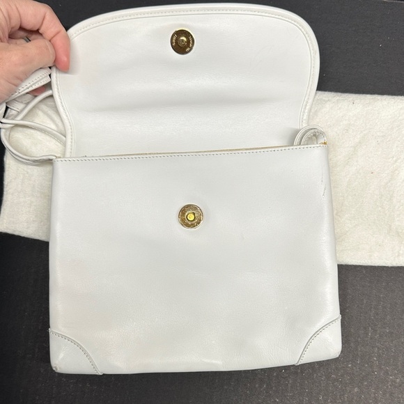 Gucci Purse Shoulder Bag Italian Leather Square White Gold Vintage With Dustbag - Picture 11 of 17